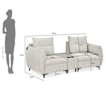 Infinia 2 Seater Fabric Sofa with Triangle Console- Off White