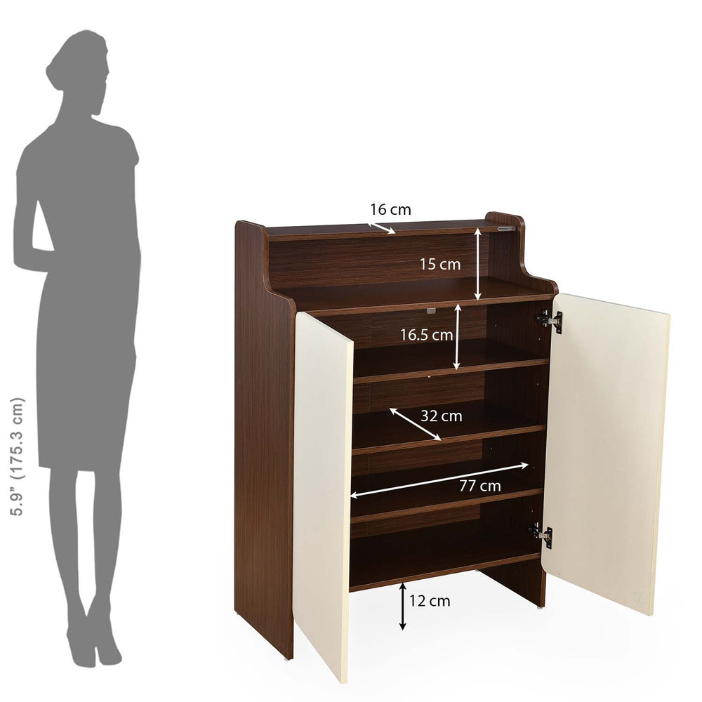 Benny 2 Door Shoe Cabinet- Legno Oak Dark & Ivory