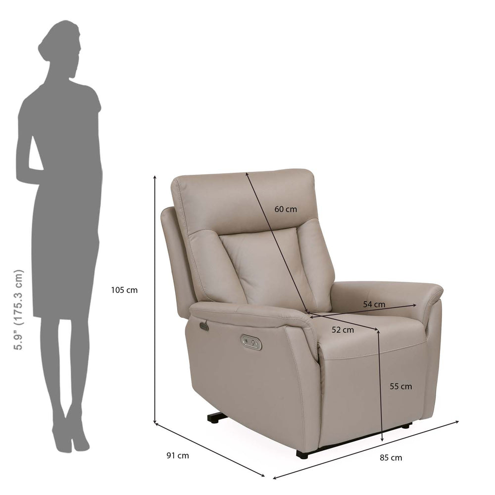 Credal 1 Seater Electric Rocker Recliner Sofa- Mocha