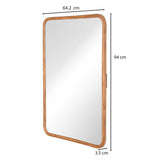 Rounded Edges Wall Mirror- Brown
