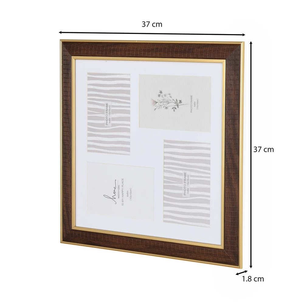 Four Pics Photo Frame- Brown, 4 x 6 Inch