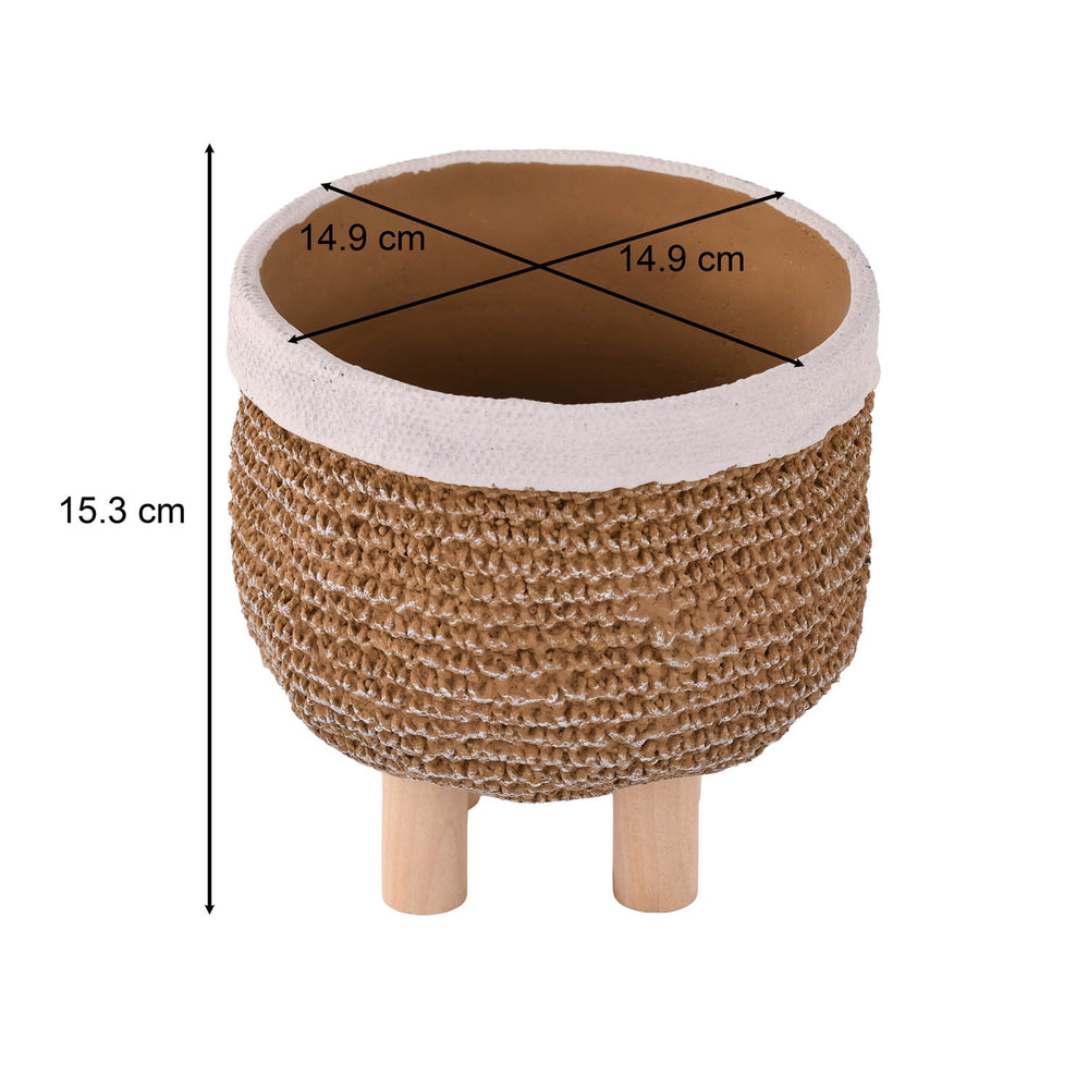 Gunny Sack Trileg Planter- Brown