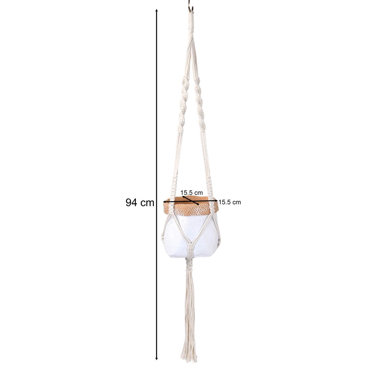 Macrame Hanging Planter- White