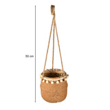 Boho Cement Planter with Tassels- Brown