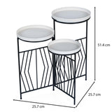 Nesting Iron Planter Stand- Ivory & Black