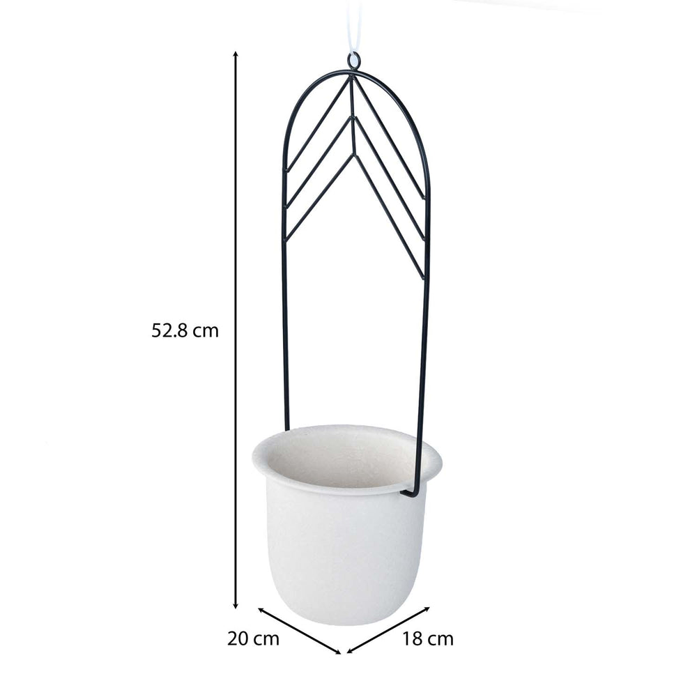 Elegant Dome Hanging Planter- Ivory & Black