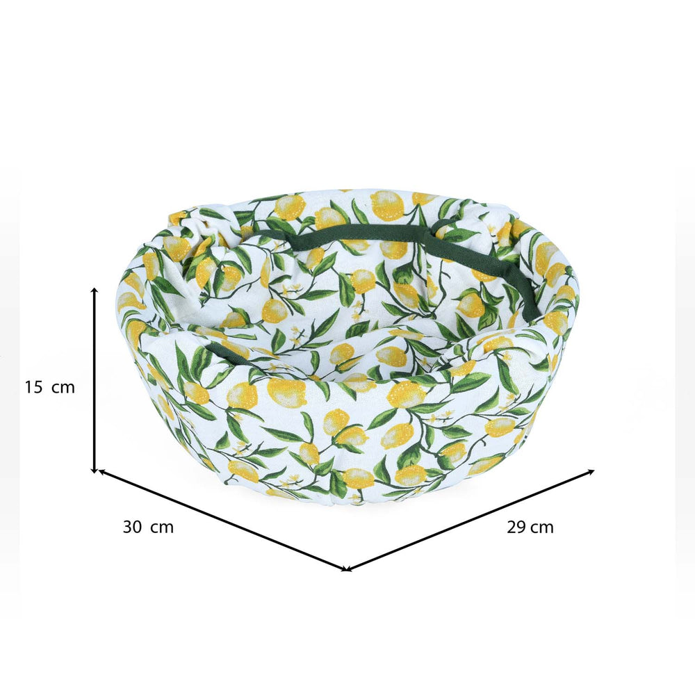 Lemon Lush Cotton Bread Basket- Multicolor