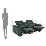 Castel 2 Seater Leather Electric Sofa Recliner with Storage Console- Green