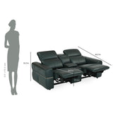 Castel 2 Seater Leather Electric Sofa Recliner with Storage Console- Green