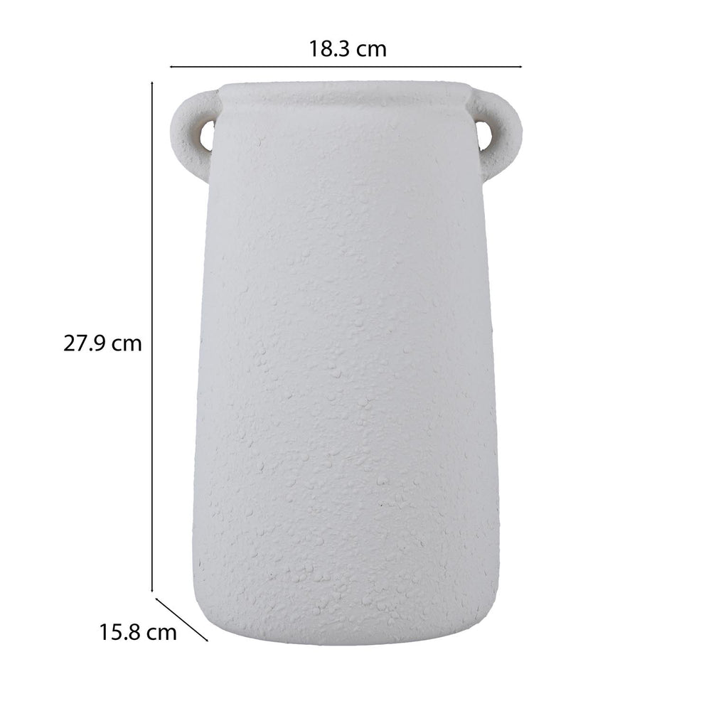 Decorative Trapeze Stoneware Vase Small- Beige