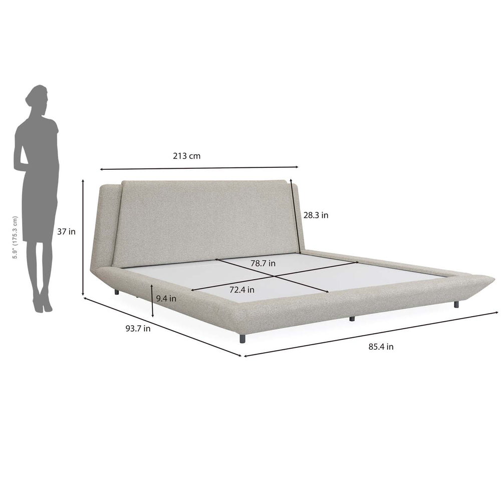 Jaslene Upholstered King Bed Without Storage- Beige
