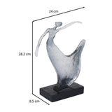 Decorative Modern Abstract Dancing Lady Polyresin Showpiece- Silver and Black