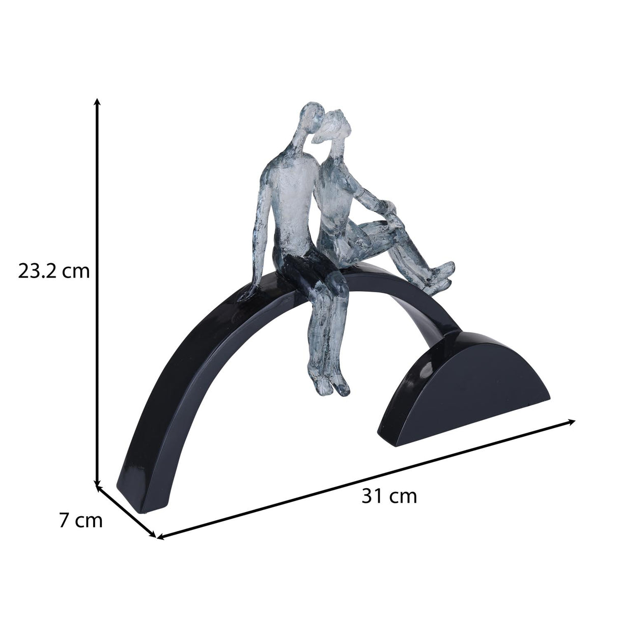 Decorative Modern Abstract Couple Polyresin Showpiece- Silver and Black