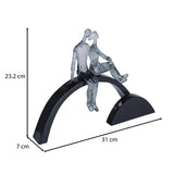 Decorative Modern Abstract Couple Polyresin Showpiece- Silver and Black