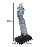 Decorative Modern Abstract Mother Holding Baby Polyresin Showpiece- Silver and Black