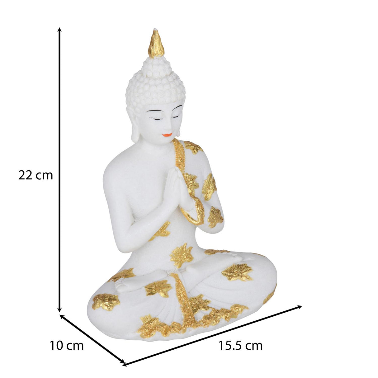 Decorative Buddha Resin Showpiece-White and Gold