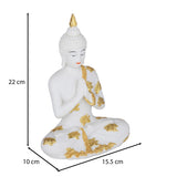 Decorative Buddha Resin Showpiece-White and Gold