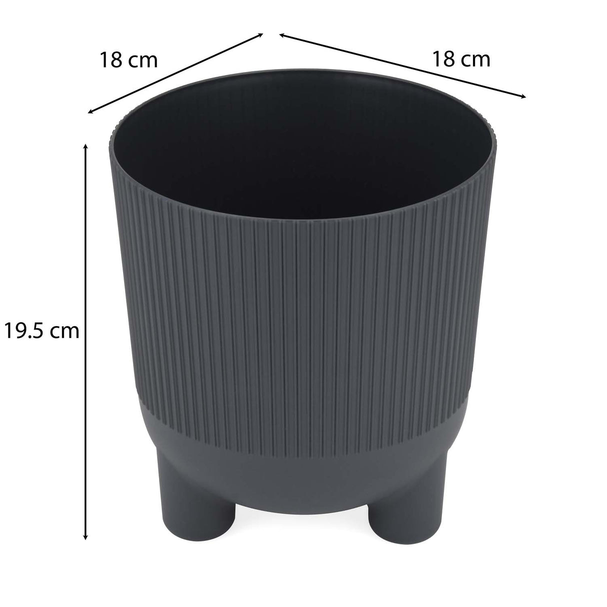 Recycled Mini Fluting Planter 19cm- Grey
