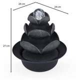 Lotus Petal Polyresin Decorative Table Top Water Fountain with LED Light- Grey