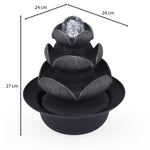 Lotus Petal Polyresin Decorative Table Top Water Fountain with LED Light- Grey