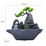 Zen Buddha in Miniature Garden Polyresin Table Top Water Fountain with LED Light- Grey