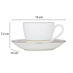 Classic Gold Rim Porcelain Cup and Saucer Set of 6- White and Gold