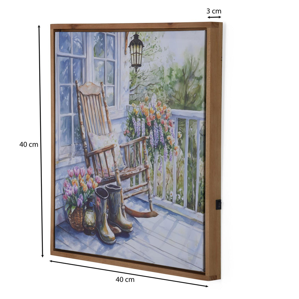 Rocking Chair Canvas Painting with LED Light- Multicolor