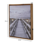 Wooden Bridge Canvas Painting with LEd Light- Brown