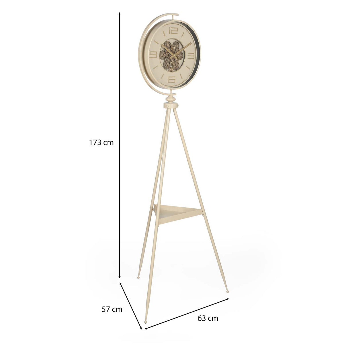 Moving Gear Floor Clock- Beige and Gold