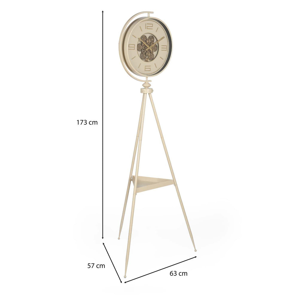 Moving Gear Floor Clock- Beige and Gold