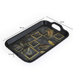 Square Shaped Melamine Leafy Serving Tray with Handle Large- Black