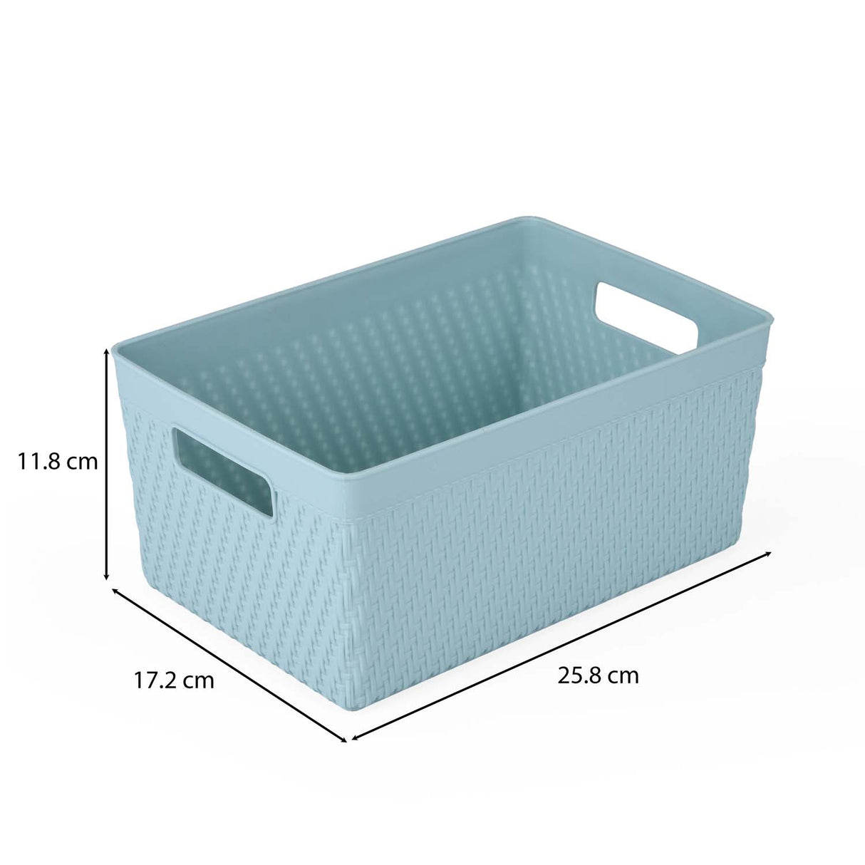 Weave Pattern Polypropylene Storage Basket- Mint, 25.8 x 17.2 x 11.8 cm