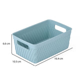 Weave Pattern Polypropylene Storage Basket- Mint, 16.4 x 10.5 x 6.6 cm