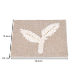Leaves Embroidered Chambray Coaster Set of 4- Beige