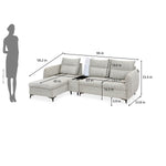 Infinia 3 Seater Fabric Sofa with Left Lounger and Rectangle Console- Off White