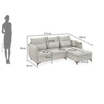 Infinia 3 Seater Fabric Sofa with Left Lounger - Off White