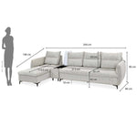 Infinia 4 Seater Fabric Sofa with Right Lounger and Rectangle Console- Off White