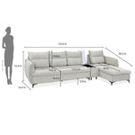Infinia 4 Seater Fabric Sofa with Left Lounger and Rectangle Console- Off White