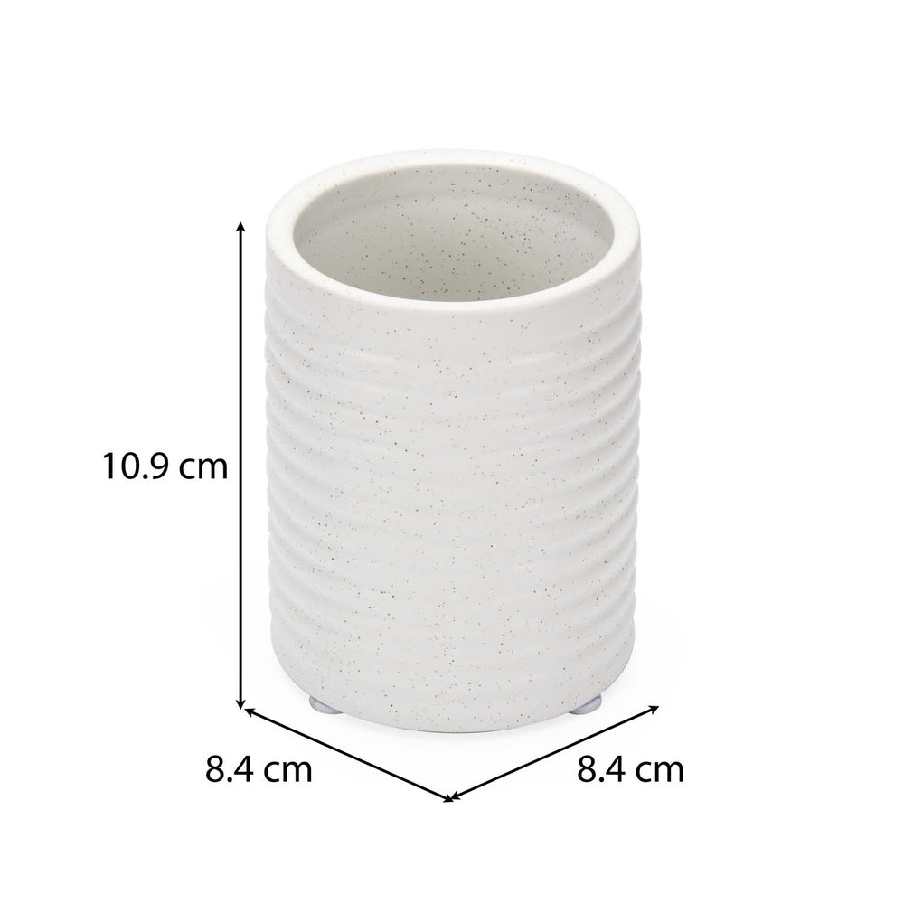 Fluted Stoneware Batch Accessories Set of 3- White
