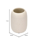 Ribbed Stoneware Bath Accessories Set of 3- Cream