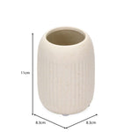 Ribbed Stoneware Bath Accessories Set of 3- Cream