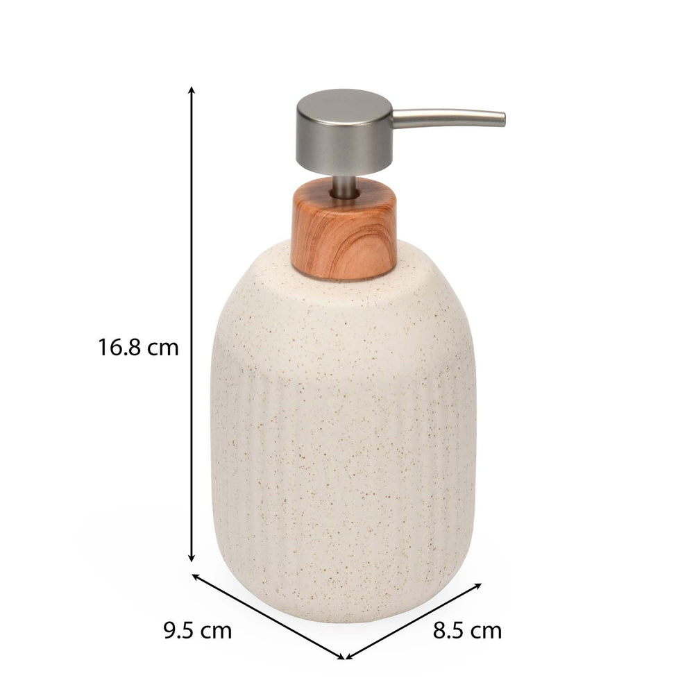 Ribbed Stoneware Bath Accessories Set of 3- Cream