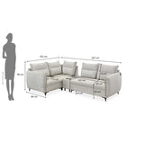 Infinia 2+1+1 Seater Fabric Sofa Set with Right Corner Sofa and Rectangle Console- Off White