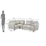 Infinia 2+1+1 Seater Fabric Sofa Set with Right Corner Sofa and Rectangle Console- Off White