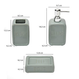 Square Stoneware Bath Accessories Set of 3- Green