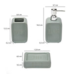 Square Stoneware Bath Accessories Set of 3- Green