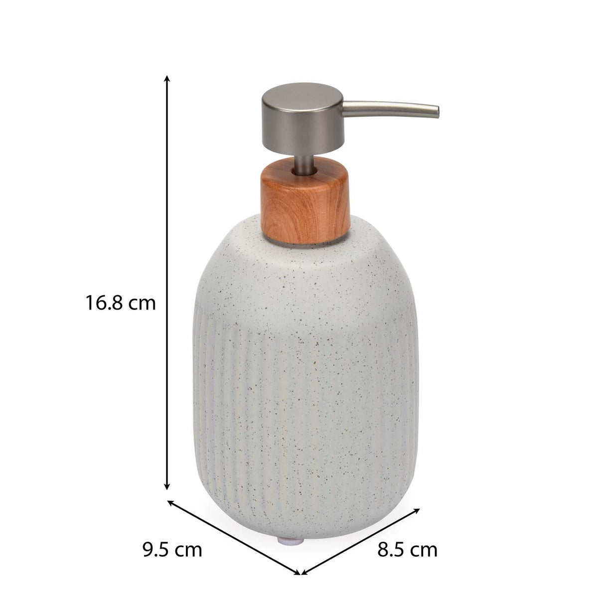 Ribbed Stoneware Bath Accessories Set of 3- Grey