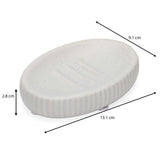 Ribbed Stoneware Bath Accessories Set of 3- Grey
