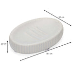 Ribbed Stoneware Bath Accessories Set of 3- Grey