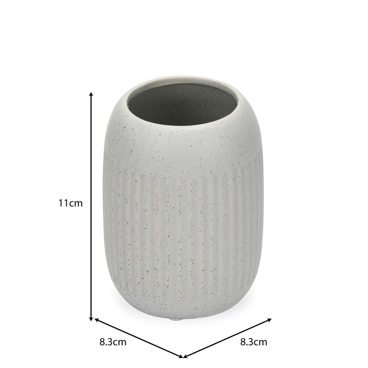 Ribbed Stoneware Bath Accessories Set of 3- Grey